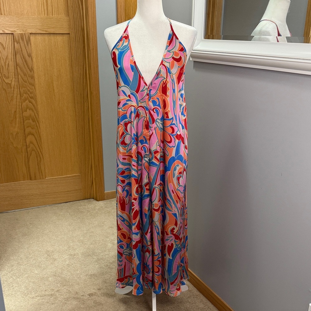 Impressions Pink and Blue Patterned Dress